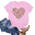 thumbnail image 2 of Primavera Top Mujeres de Moda de Cuello Redondo con Patrones de Corazón de Manga Corta Camiseta Top para Uso Diario Y de Fiesta, 2 of 5