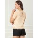 thumbnail image 5 of INSPIRE CHIC Top De Encaje Floral Semitransparente Transparente Con Ribete Festoneado Para Mujer Beige S, 5 of 6