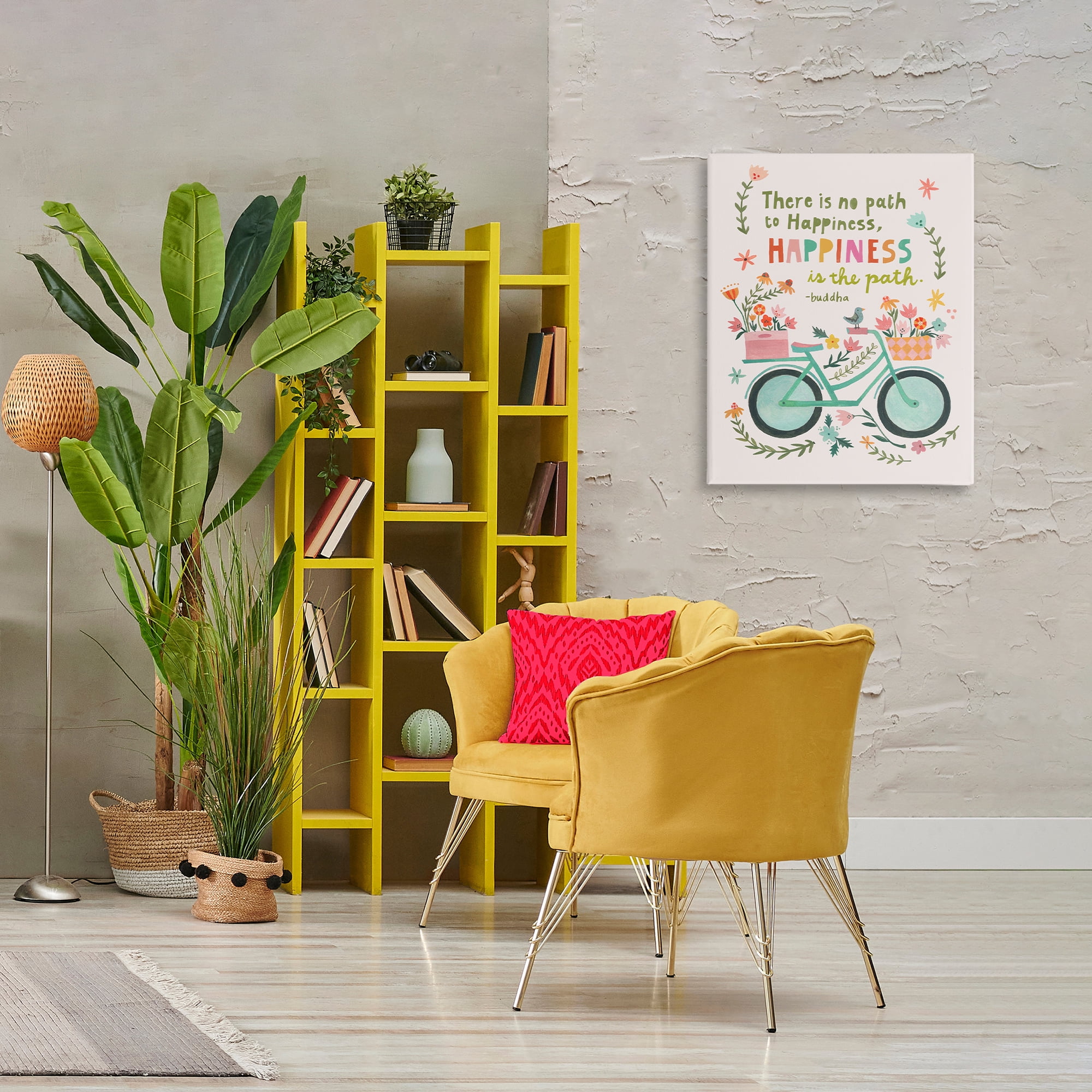 Stupell Industries Happiness Is The Path Transportation Painting Wrapped Canvas Art Print Wall Art, 24 x 30