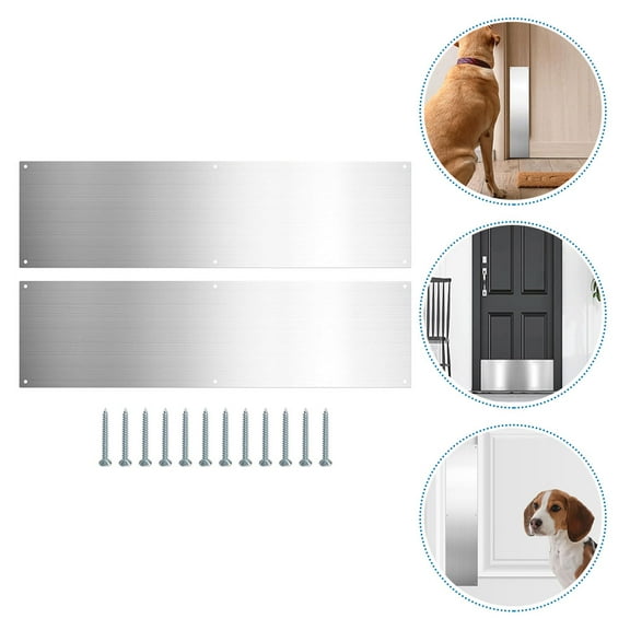FRCOLOR door steel plate Door Kick Plate Stainless Steel Homeowners Outdoor Use 2Pcs