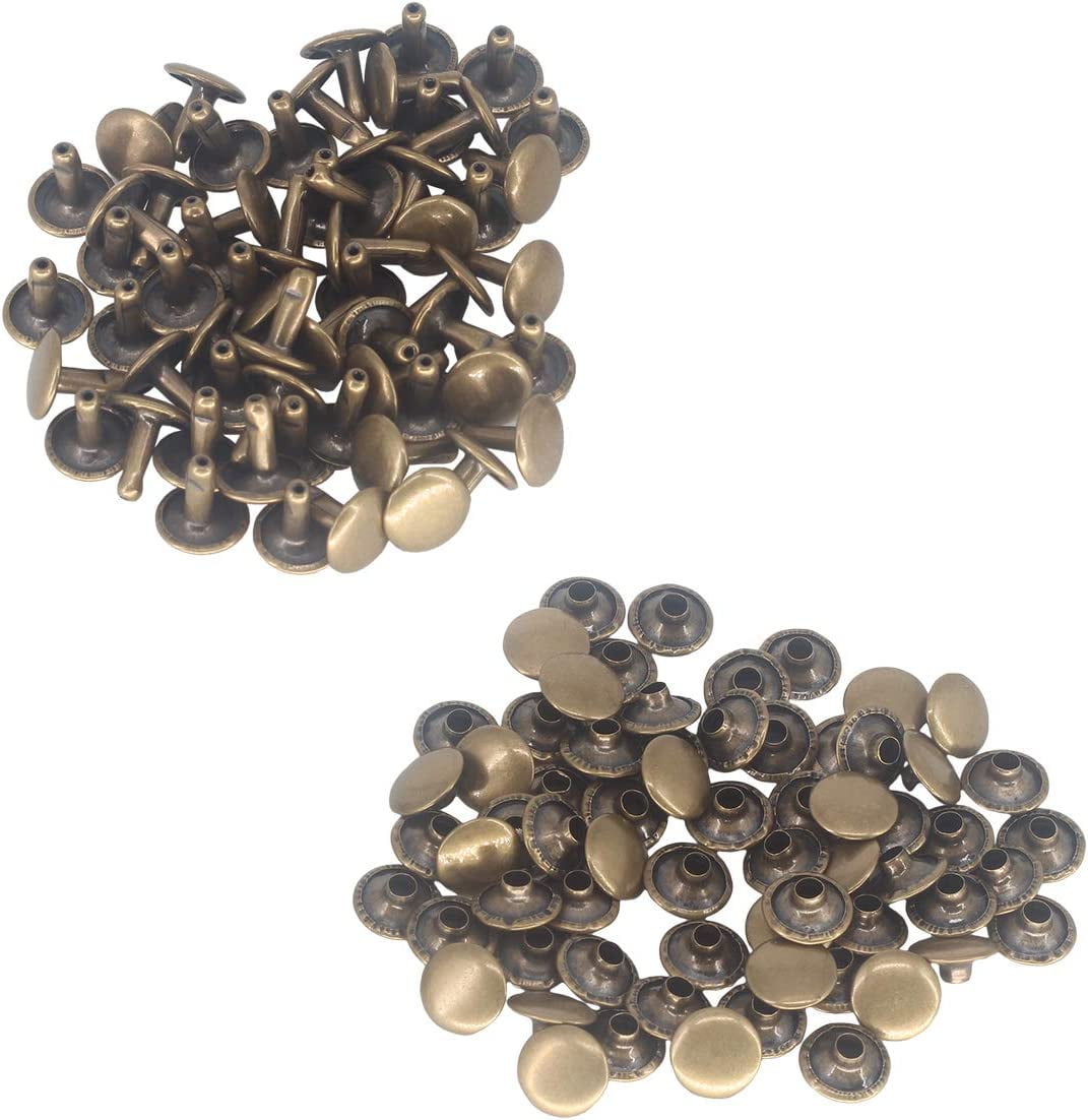 100sets Double Cap Rivets for Leather-crafts 5mm, 6mm, 7mm, 8mm, 9mm, 10mm,  12mm