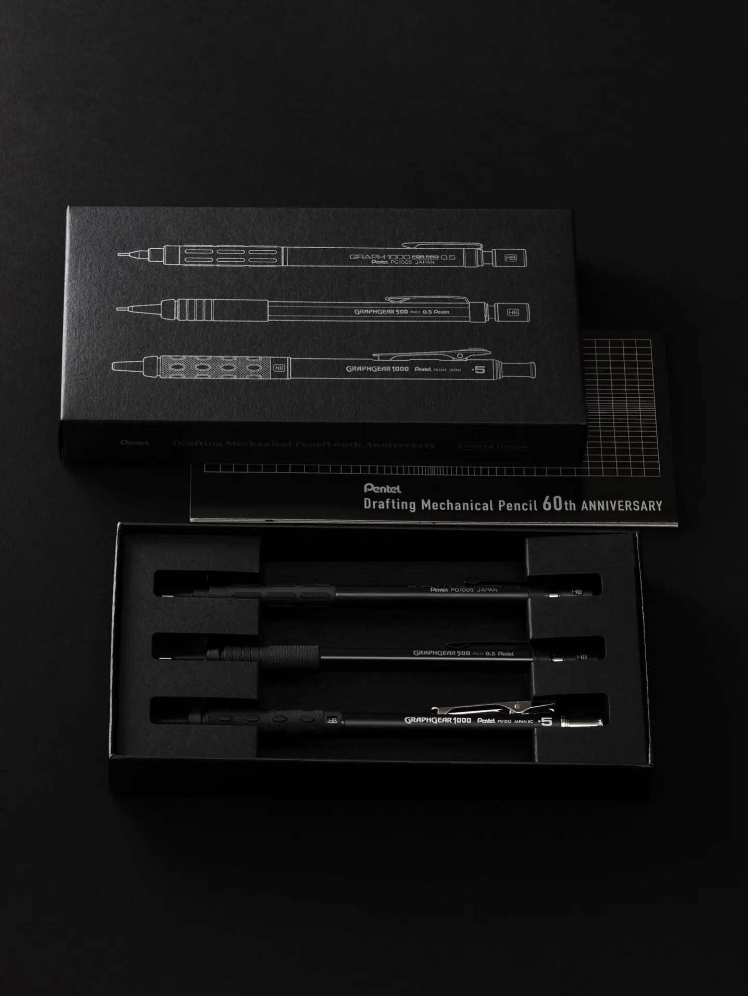 Pentel GraphGear/Graph Black Edition, Mechanical Drafting Pencils, Pentel 60th Anniversary Limited Edition Collectors Set