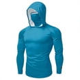 thumbnail image 6 of Aobny T Shirt Men UPF50+ Sun Shirt Solid T Shirt Hooded Big & Tall Long Sleeve Casual Shirts for Men,Blue,L, 6 of 6