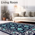 thumbnail image 2 of ODIKA 8'x10' Machine Washable Non-Slip Area Rug, Boho Leaf Cascade with Flowing Vine Motifs and Artistic Swirl Details High Traffic Rug, Black, 526946, 2 of 7