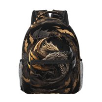 Uemuo Vintage Metal Dragon Printed Student Durable Water-resistant Backpack,Travel Backpack,Outdoor Activities Backpack, Laptop Backpack, Multi-compartment Backpack