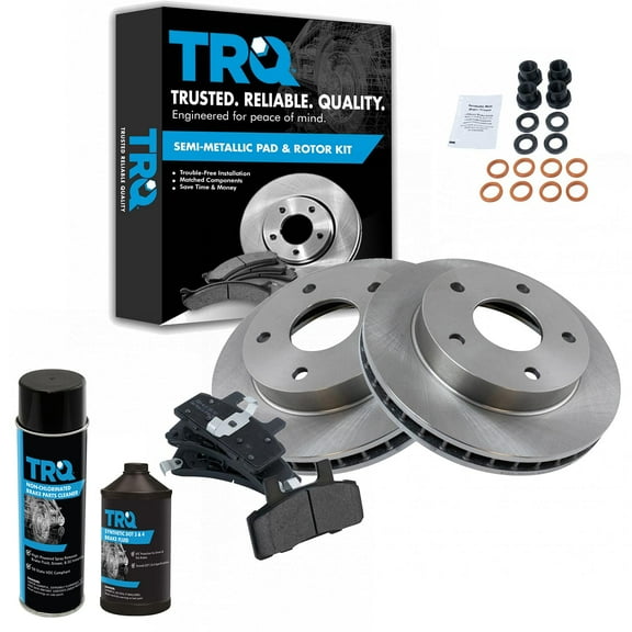 TRQ Brake Pad & Rotor Kit Metallic Front w/Chemicals BKA16934