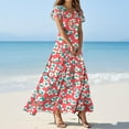 thumbnail image 2 of NAMTYQX Dresses for Women 2025 Bohemian Floral Boho Maxi Dress Summer Dresses for Women 2025 Trendy Watermelon Red Size XS, 2 of 5