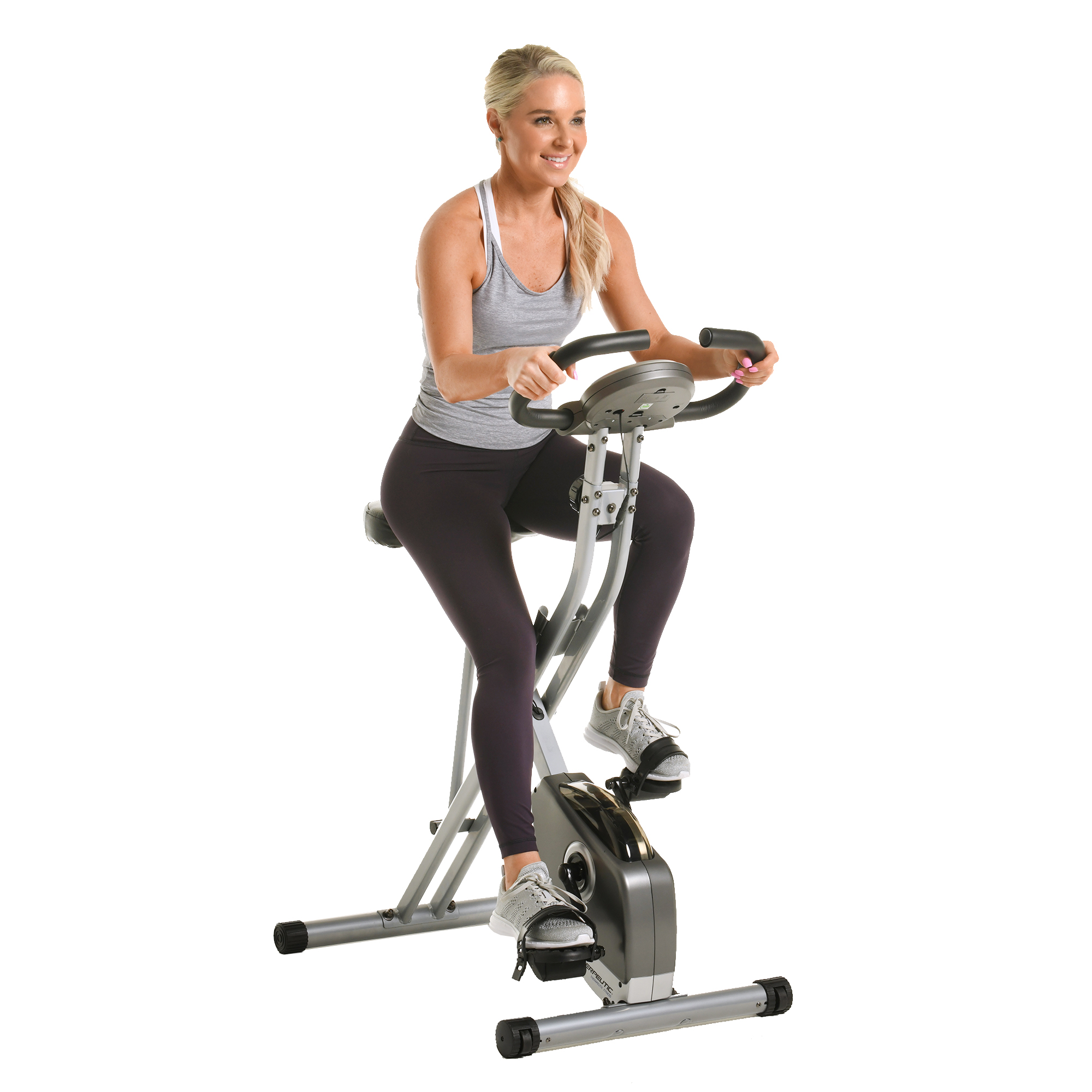 Exerpeutic Exercise Bike, Foldable Magnetic Upright with Heart Pulse Sensors and LCD Monitor, Cardio Fitness, 300lbs Weight Capacity - image 3 of 9