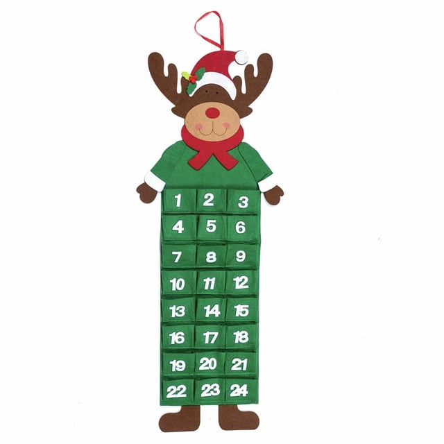 Adviento De Navidad De Fieltro Papá Noel/Muñeco De Nieve/Ciervo Diseño Calendario De Adviento Colgante De 24 Días Para El Hogar O La Oficina Guardurnaity HA040251-01