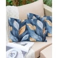 thumbnail image 6 of Modern Leaf Throw Pillow Cover 20 x 26 Inch Decorative Pillow Cover Blue Gold Textured Minimalist Watercolor Lumbar Pillowcase Seasonal Rectangle Cushion Case for Couch Sofa Bed Living Room, 6 of 7