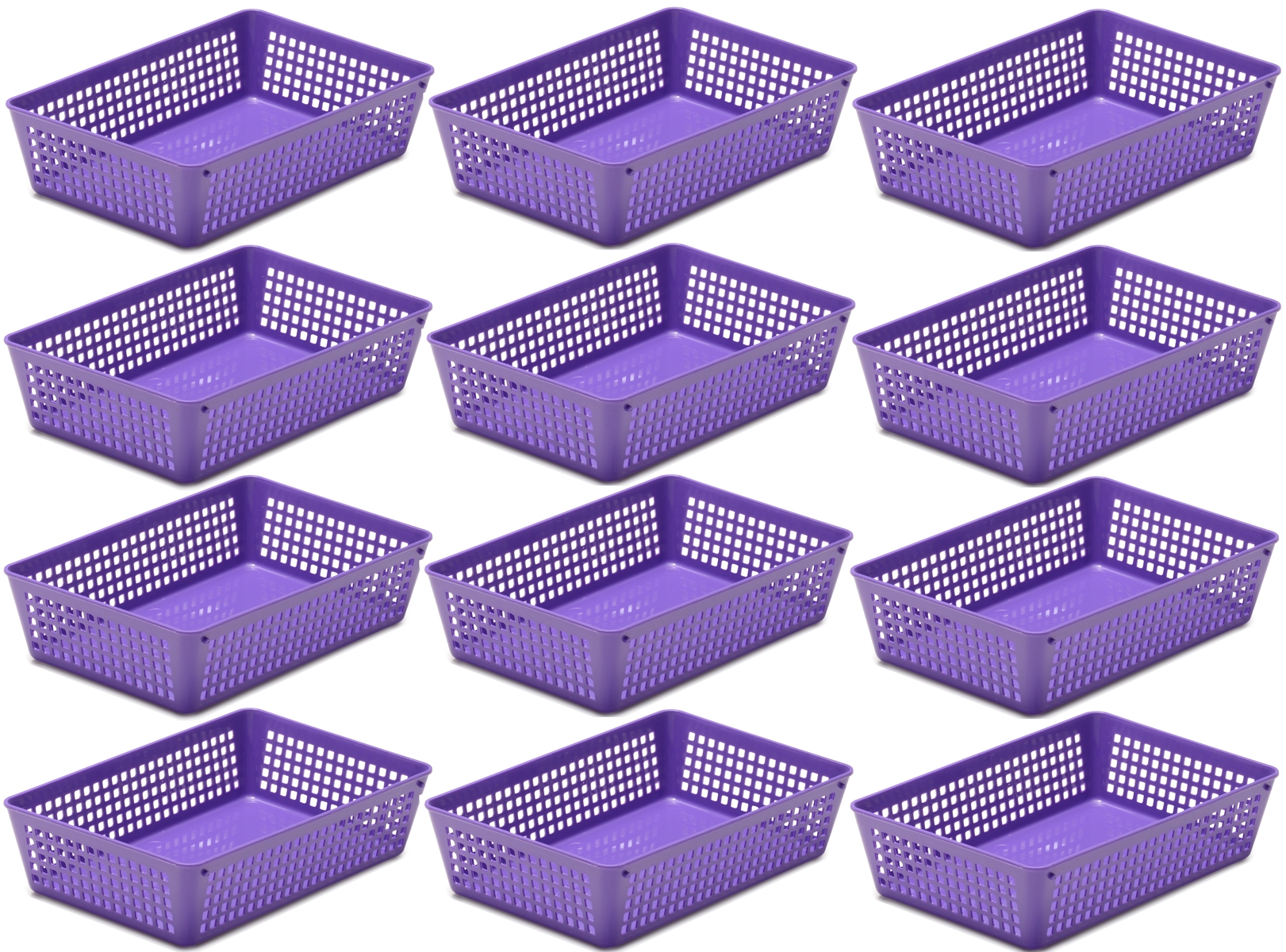 YBM Home 12Pack Plastic Storage Baskets for Office Drawer, Classroom Desk, Junk Drawers