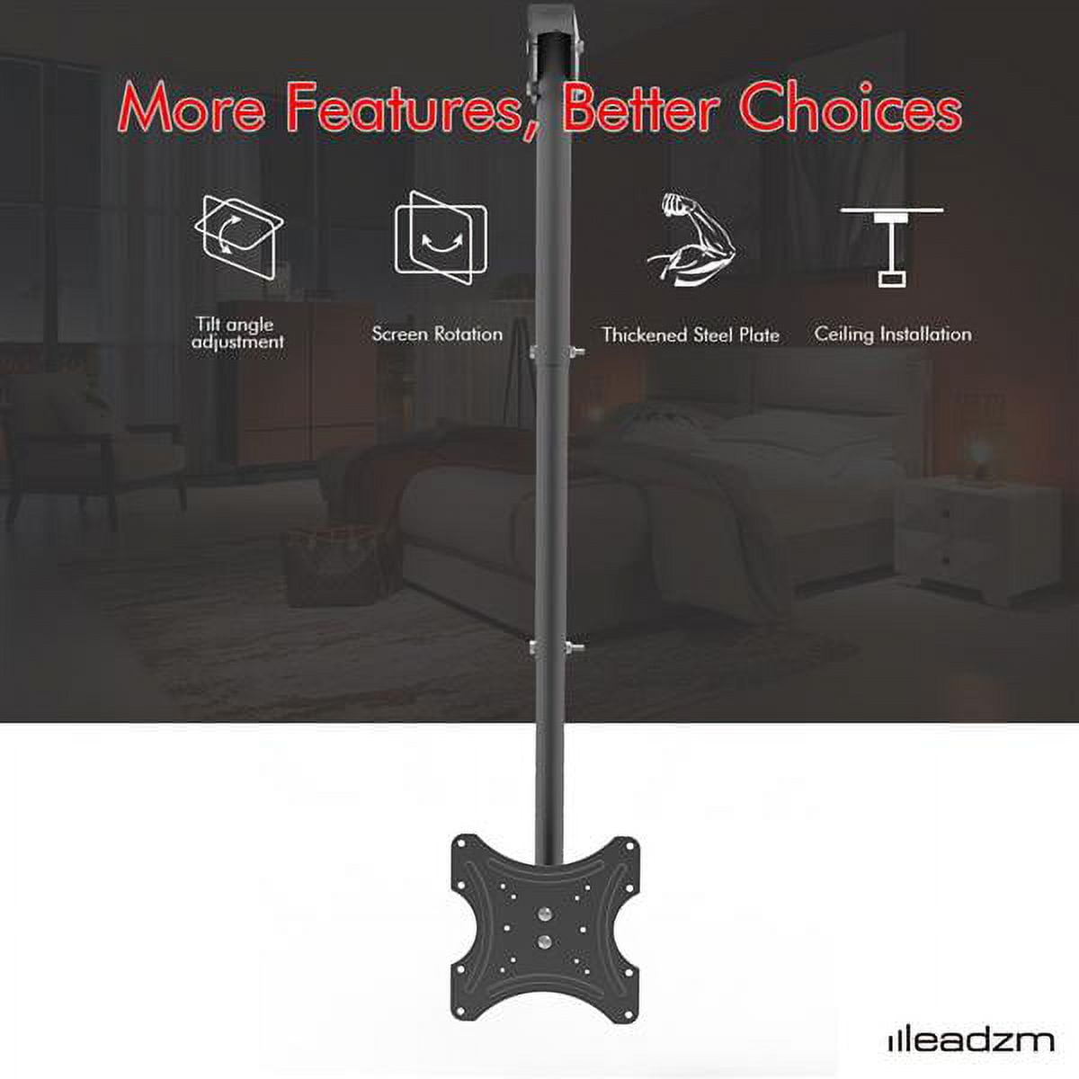LEADZM 360° Swivel Ceiling TV Mount for 32-55" Screens - Adjustable Tilt, 55lbs Capacity, VESA 200x200