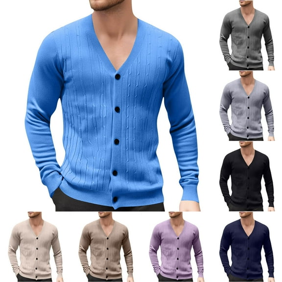 Kilaqueen Oversized Cardigan Sweaters for Men Long Sleeve V-Neck Cardigans Casual Relaxed Fit Buttons Down Plus Size Cardigan Knitted Lightweight Outerwear