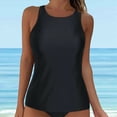 thumbnail image 2 of TOWED22 Women Underwire Tankini Top Only - Twist Front High Neck Bathing Suit Swim Top Tummy Control Cross Swimsuit(Black,XXL), 2 of 6