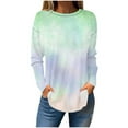 thumbnail image 3 of HVOBTTY Womens Long Sleeve Pullover T Shirt, Fall Tops for Women Plus Size, Women's Casual Print Crew Neck Loose Fitting T Shirt Green, XXL, 3 of 5