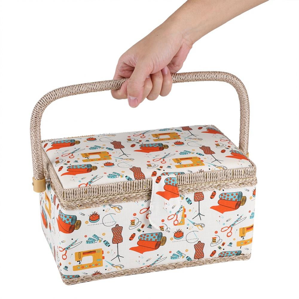 Yosoo Fabric Sewing Basket Craft Box Household Sundry Storage Organizer