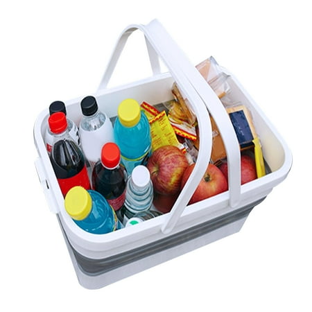 

Picnic Basket Folding Plastic Picnic Basket Portable Shopping Basket Outdoor Environmental Food Storage Basket