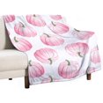 thumbnail image 1 of Manta de franela ligera y suave con diseño de calabazas rosas en acuarela para otoño, para cama, sofá, salón, silla, coche, viajes, 50 x 60 pulgadas, 1 of 7