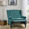 thumbnail image 6 of GDF Studio Dunham Contemporary Fabric Tufted Oversized Pushback Recliner, Teal and Dark Brown, 6 of 13