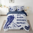 thumbnail image 2 of Castle Fairy Teens Eat Sleep Ice Hockey 7 Pieces Bedding Comforter Set,Graffiti Splash Full Bedding Set Lightweight,Sport Gamer Fitted Sheet Flat Sheet,Breathable Home Decor, 2 of 8