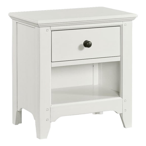 Pemberly Row Youth 1-Drawer Farmhouse Wood Nightstand in White