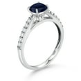 thumbnail image 3 of Gem Stone King 10K White Gold Blue Sapphire and White Lab Grown Diamond Engagement Ring for Women (0.88 Cttw, Cushion 5MM, Gemstone September Birthstone, Available in Size 5, 6, 7, 8, 9), 3 of 4