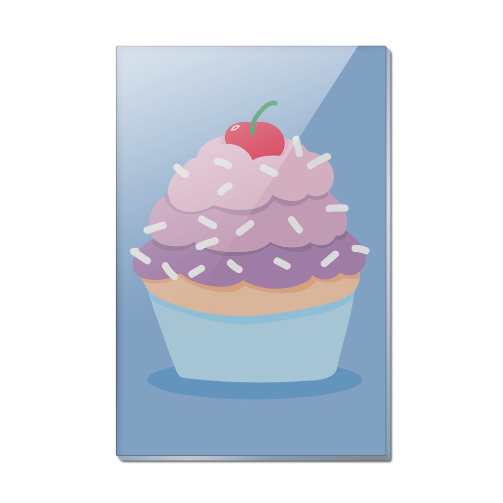 Cute Cupcake Vanilla Cherry with Sprinkles Rectangle Acrylic Fridge Refrigerator