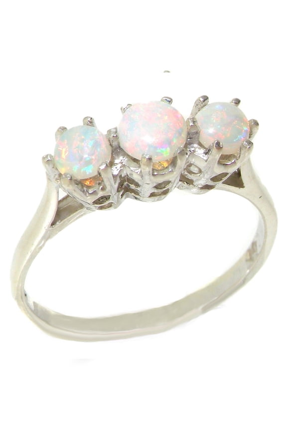 LBG 925 Sterling Silver Genuine Natural Opal Womens Statement Ring - Size 5.5
