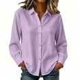 thumbnail image 4 of cocolona Heart-Shaped Button Down Blouses for Women Solid Color Long Sleeve Lapel Shirts Trendy Casual Blouses, 4 of 7