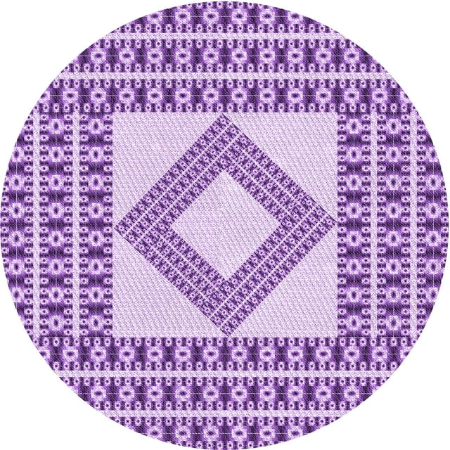 Ahgly Tapis Rond Lavable en Machine Intérieur Transitionnel Fleur Rose, 3 Pieds Rond