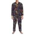 thumbnail image 3 of Sikiie Flowers And Birds Mens Pajama Set, Soft Warm Long Sleeve Sleepwear, Cozy Button-Down Pjs for Men-XX-Large, 3 of 7