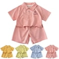 thumbnail image 4 of Tigivemen Summer Outfits Short Sleeve T Shirts 2Pcs Set for Toddler Girls Boys Lapel Cartoon Baby Clothes Blue,18-24 Months, 4 of 4