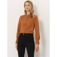 thumbnail image 2 of INSPIRE CHIC Chemisier à Col Montant pour Femmes, Manches Longues, Orange, P, 2 of 5
