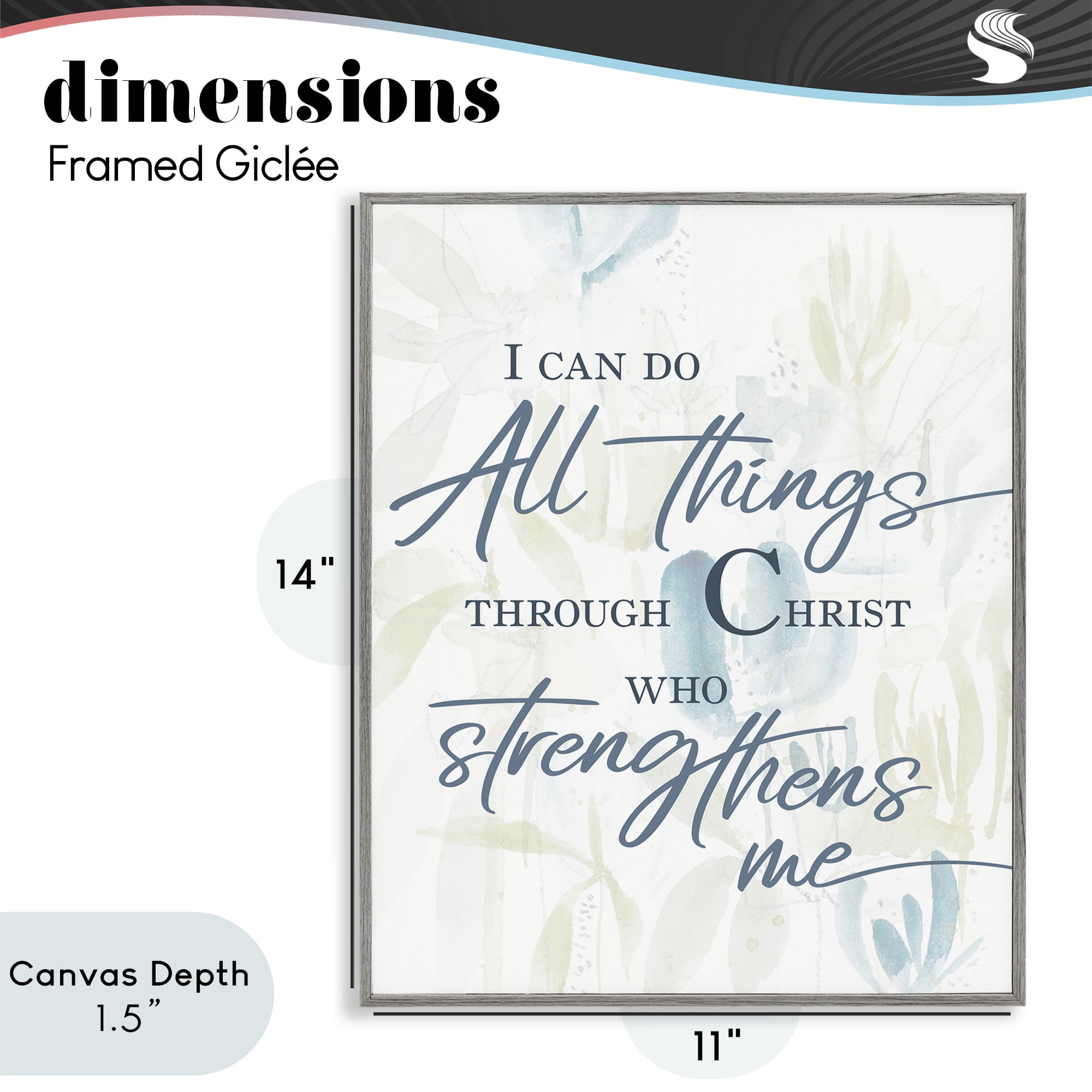 Stupell Industries All Things Through Christ Gray Framed Giclee Art, design by Krinlox