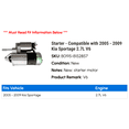 thumbnail image 2 of Starter - Compatible with 2005 - 2009 Kia Sportage 2.7L V6 2006 2007 2008, 2 of 4