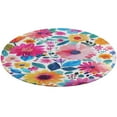 thumbnail image 4 of Floral Colorful Flower Soft Bedroom Round Area Rug, Washable Cute Nursery Circle Throw Mat, Non-Slip Contemporary Small Low Pile Floor Carpet for Dorm Bedside, 4 of 6