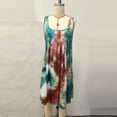 thumbnail image 5 of Hilenly Womens Plus Size Tank Dress Sleeveless Square Neck Pleated Flowy Mini Dress Summer Beach Tie Dye Sundress, 5 of 9