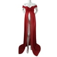 thumbnail image 6 of YMNXA Women's Maternity Dress Sleeveless Off Shoulder Solid Color Mesh Elegant Floor Length Pregnant Dresses For Photography,Red,Xl, 6 of 7