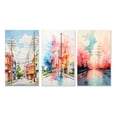 thumbnail image 2 of Designart "Colorfull Power Lines Gridscape Charm IV" Cityscapes Wall Art Set Of 3 - Multi-Color Power Lines Gallery Set For Office Decor, 2 of 7