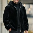 thumbnail image 4 of IROINNID Men's Hoodie Faux-fur Long Sleeve Solid Color Leisure Men's Warm Coat Jacket Winter Outerwear, 4 of 9