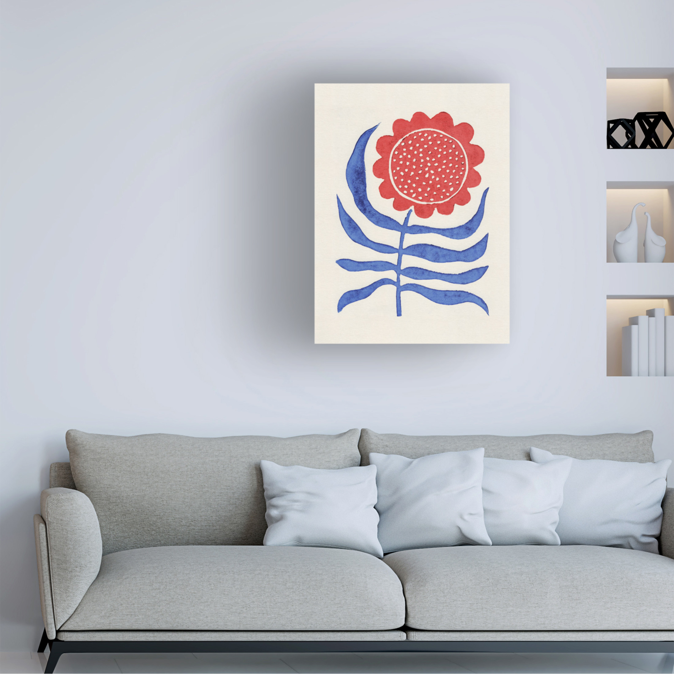 Trademark Fine Art Alisa Galitsyna Red Flower Lino Print Canvas Wall Art