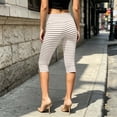 thumbnail image 5 of LIaqionyy Women Capri Pants Low Rise Lightweight Cropped Leggings Knee Length Striped Yoga Pant Workout Bottom, 5 of 7