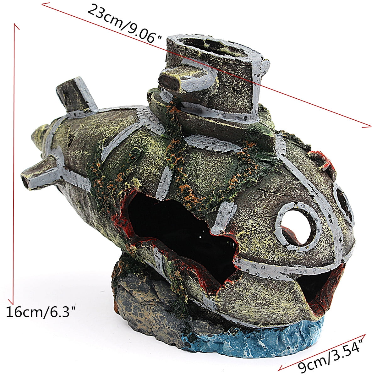 Fish Tank Decor Shipwreck Submarine Aquarium Ornament Betta Fish