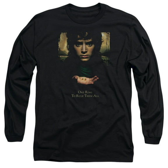 Lord of the Rings Frodo One Ring Long Sleeve Adult 18/1 T-Shirt Black