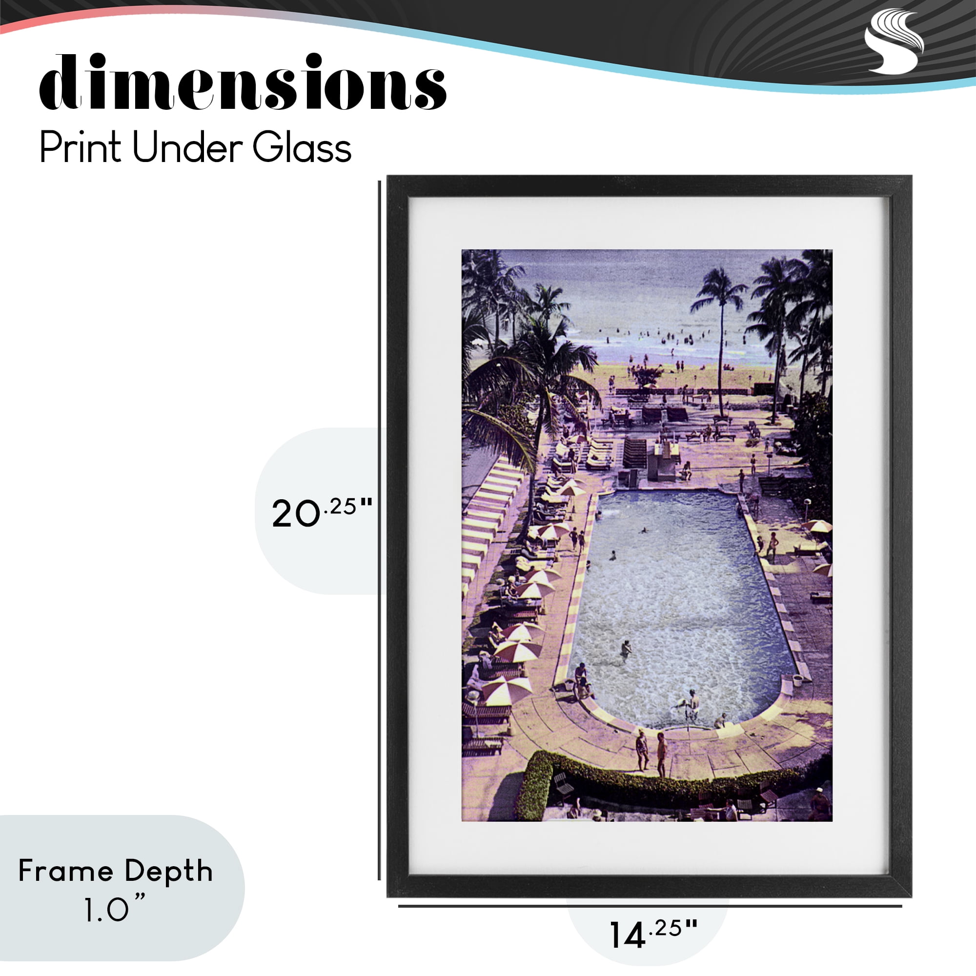 Stupell Industries Vintage Miami Sands Black Framed Print Under Glass, design by Grotto Studios