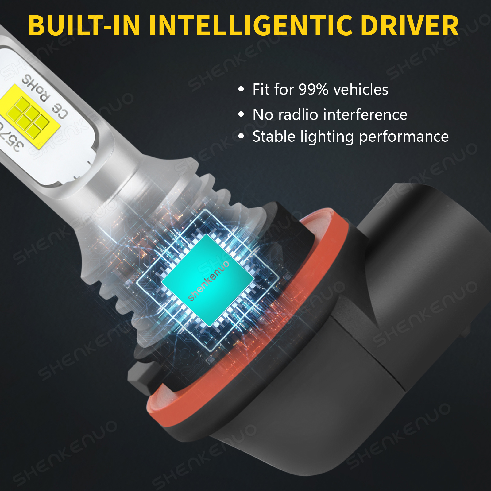 For Kawasaki 92069-0019 3 pins 6000K Bright LED Headlight 12V 35W 