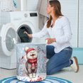 thumbnail image 4 of Hello Winter Persian Smiling in Red Scarf Hat Welcome Christmas Foldable Laundry Basket Cat Lover Kitten Owner Gifts Organizer Storage with Handles - 00017, 4 of 5