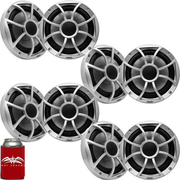Wet Sounds - Four Pairs Of RECON 6-S Recon Series 6.5" 60-Watt RMS Coaxial Speakers With Silver XS Grilles And Cones