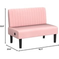 thumbnail image 3 of Mini Small Comfy Couch Armless Loveseat Sofa with USB Ports, Velvet Sofa for Small Spaces - Pink, 3 of 10