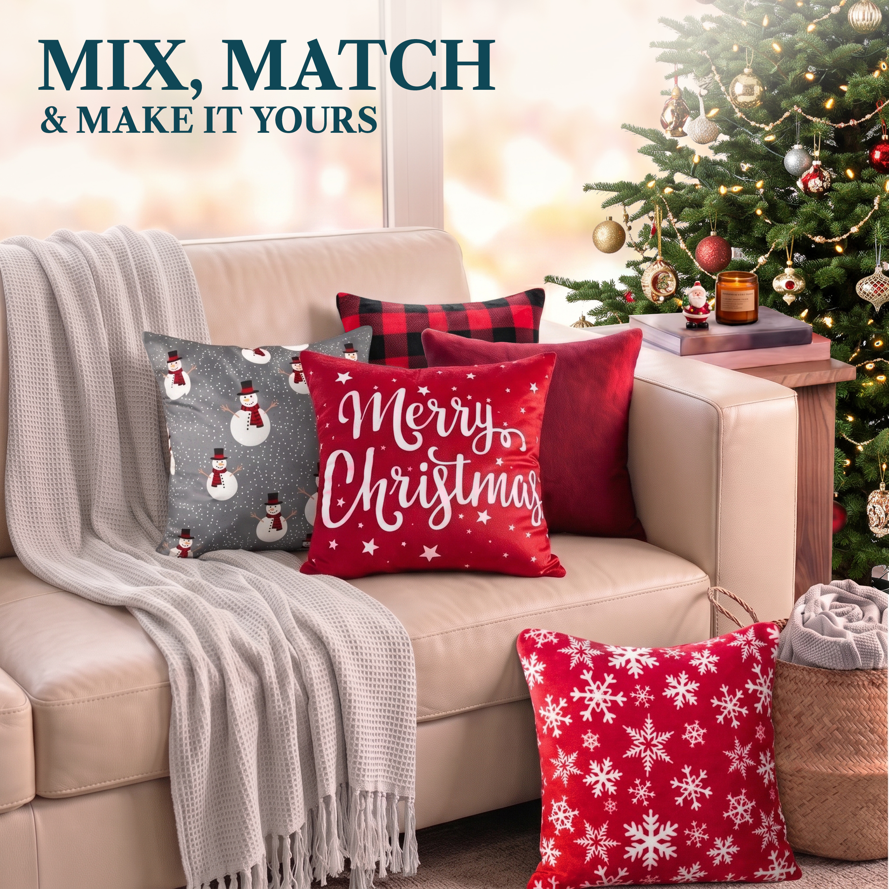 Pavilia Christmas Red Velvet Throw Pillow Covers Set Of 2 photo 6